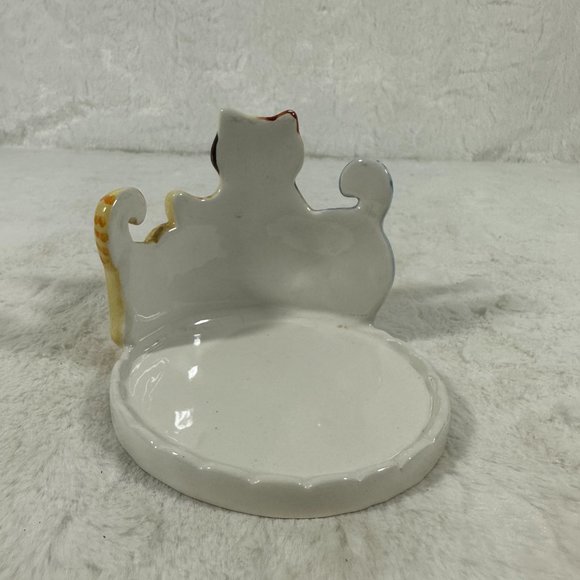 Vintage Pillar Candle Holder Three Cats Ceramic 3.5" Whimsical - Picture 2 of 7